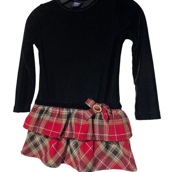 Basic Editions Girls Black Velvet Christmas Dress Size Small - Picture 2 of 14